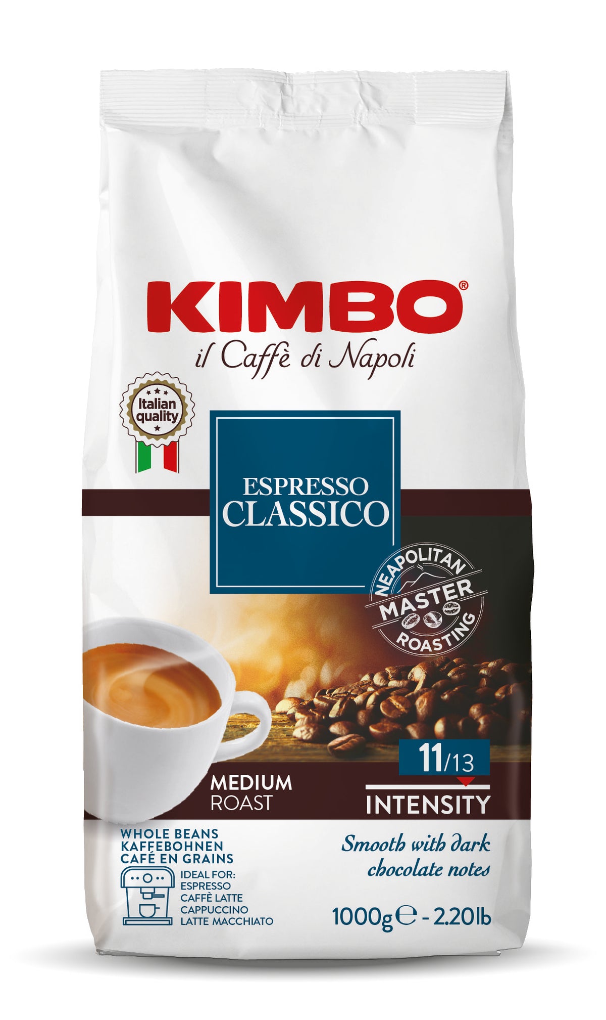 Frontansicht der Verpackung von Kimbo Espresso Classico.