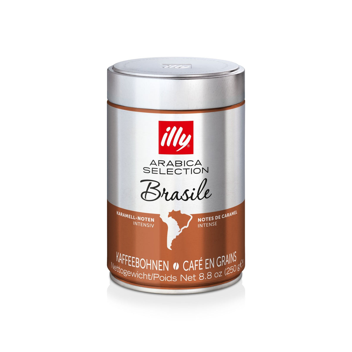 Frontansicht der Verpackung von illy Brasilien Arabica Selection.
