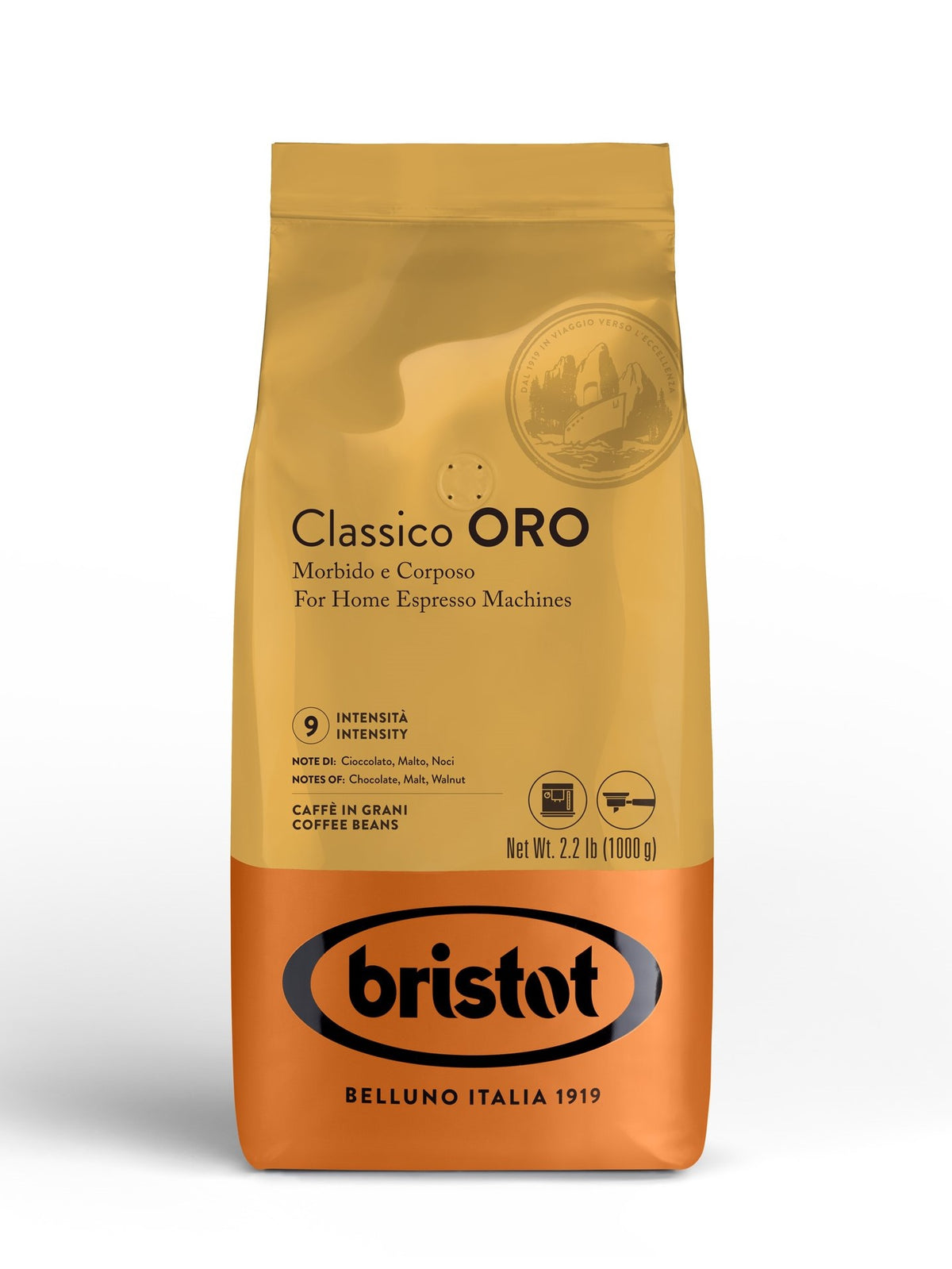 Frontansicht der Verpackung von Bristot Classico ORO.