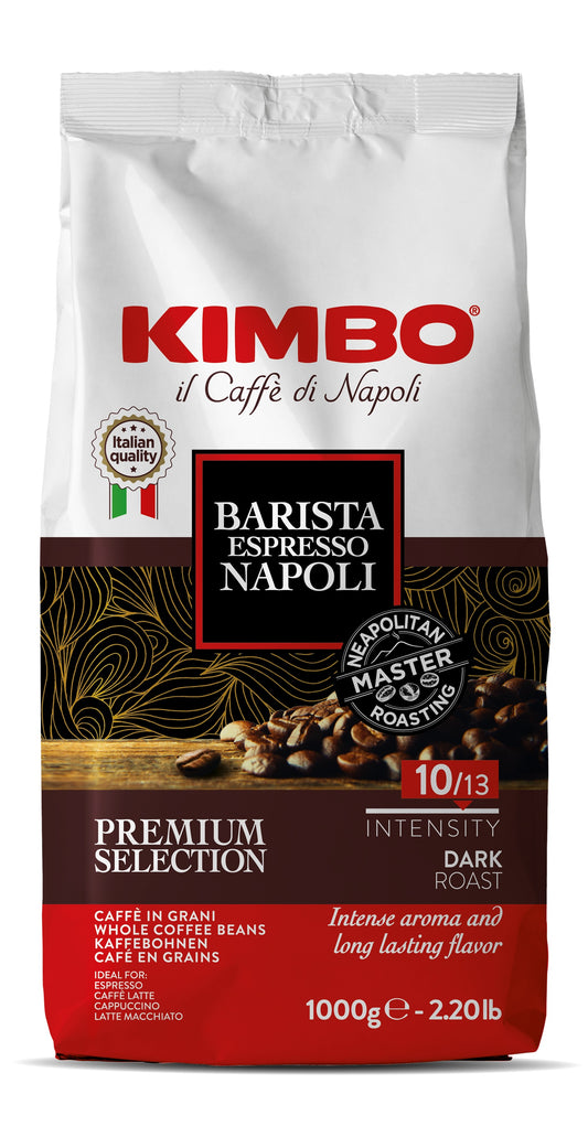 Frontansicht der Verpackung von Kimbo Espresso Barista Napoli.