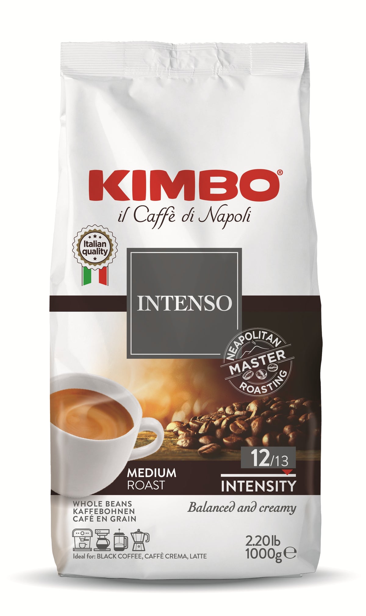 Frontansicht der Verpackung von Kimbo Intenso.