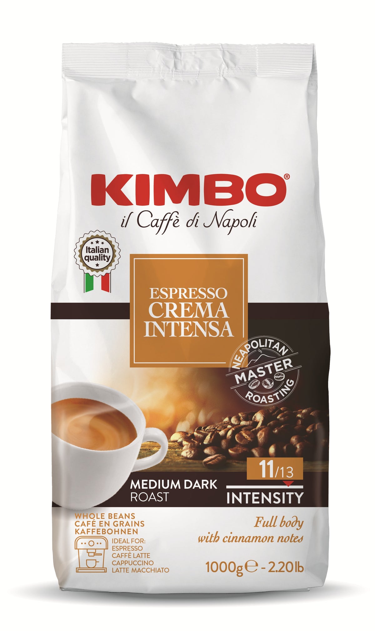 Frontansicht der Verpackung von Kimbo Espresso Crema Intensa.
