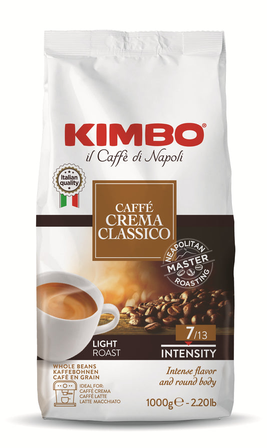 Frontansicht der Verpackung von Kimbo Caffe Crema Classico.