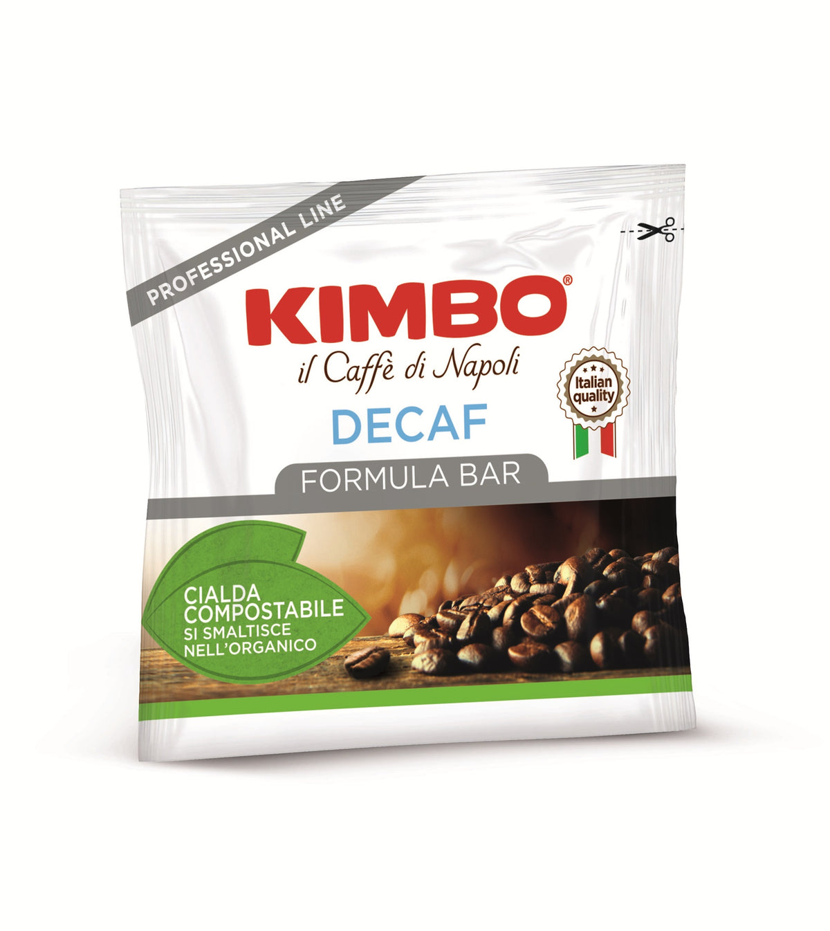 Frontansicht der Verpackung von Kimbo Decaffeinato.