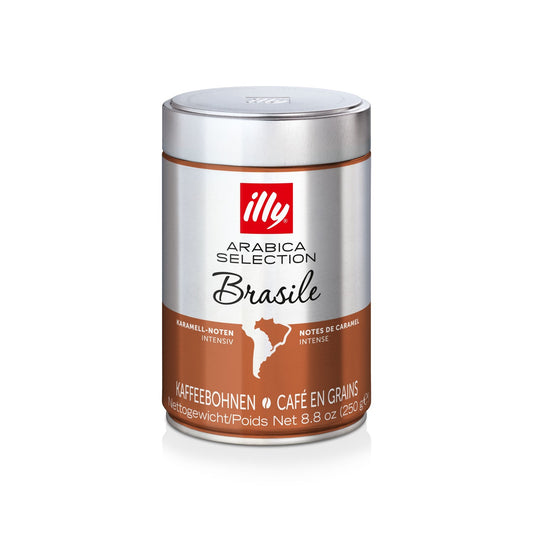 Frontansicht der Verpackung von illy Brasilien Arabica Selection.