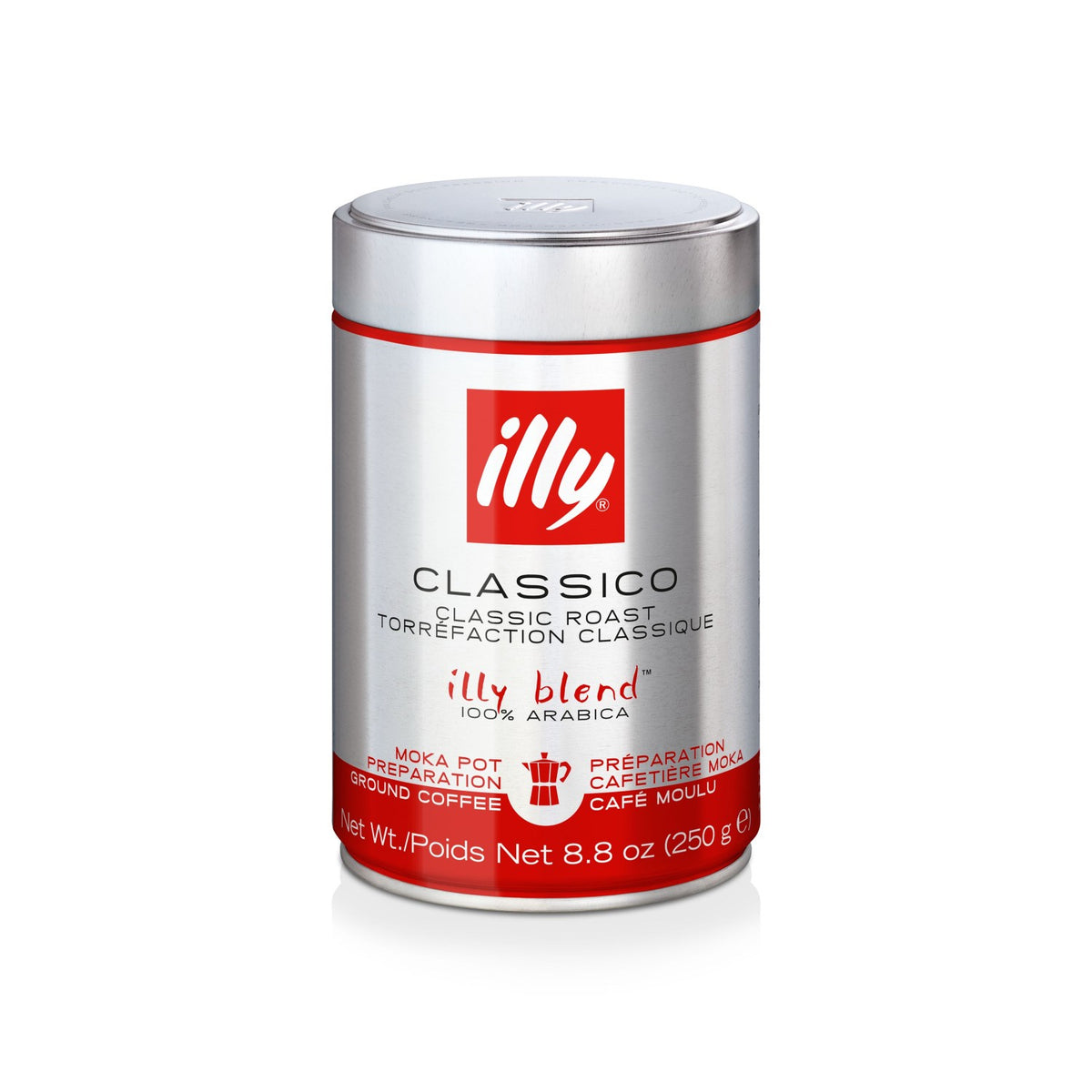 Frontansicht der Verpackung von illy Classico Mokka.
