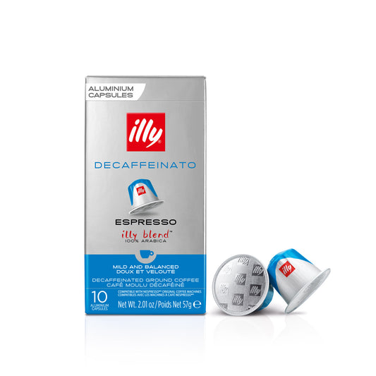Frontansicht der Verpackung von illy Decaf entkoffeiniert.