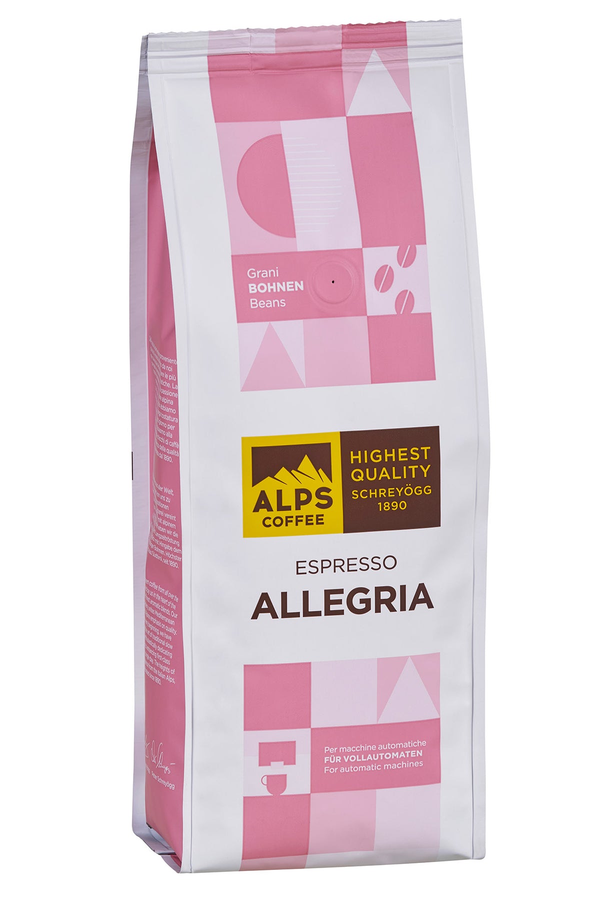 Frontansicht der Verpackung von Alps Coffee Espresso Allegria.