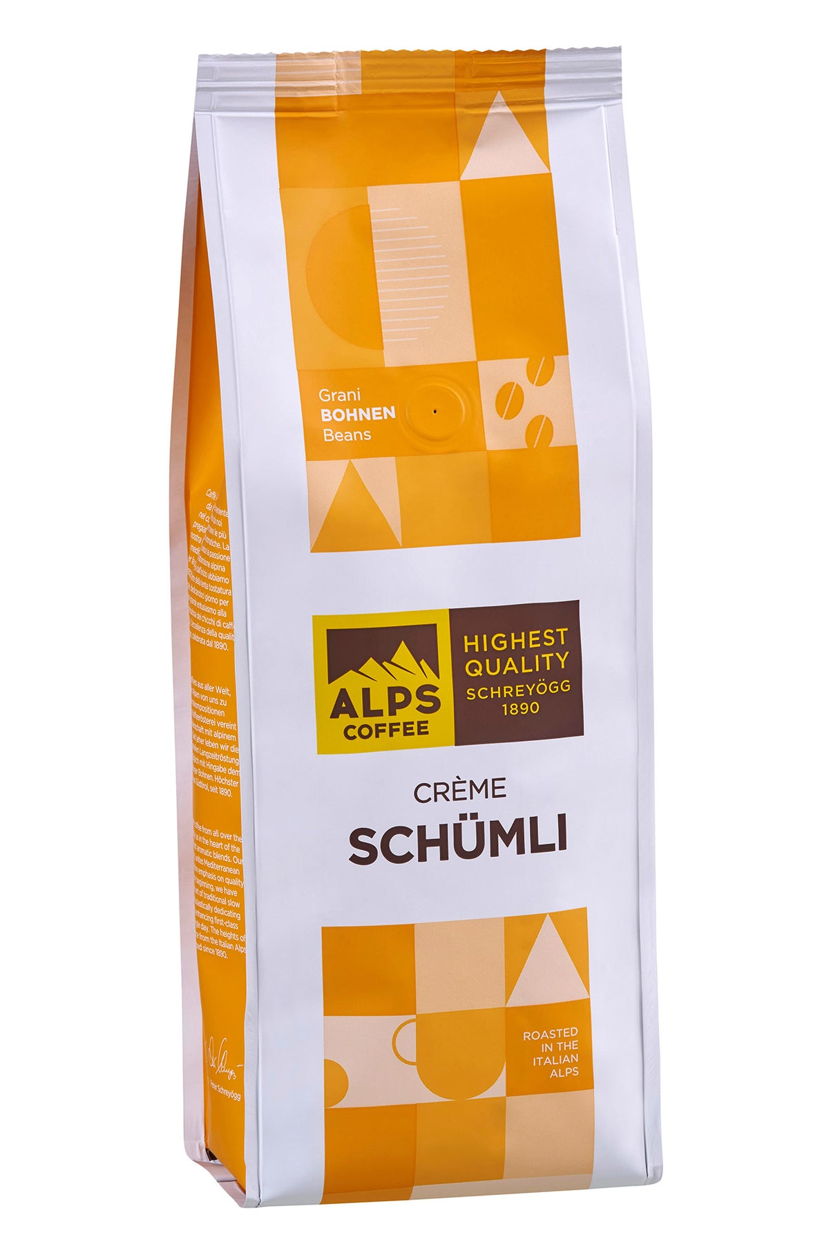 Frontansicht der Verpackung von Alps Coffee Cafe Creme Schümli.