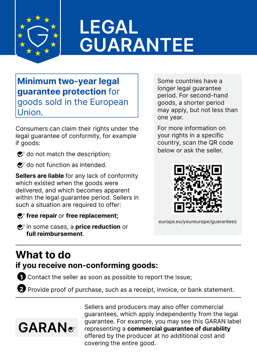 Information notice about the legal guarantee